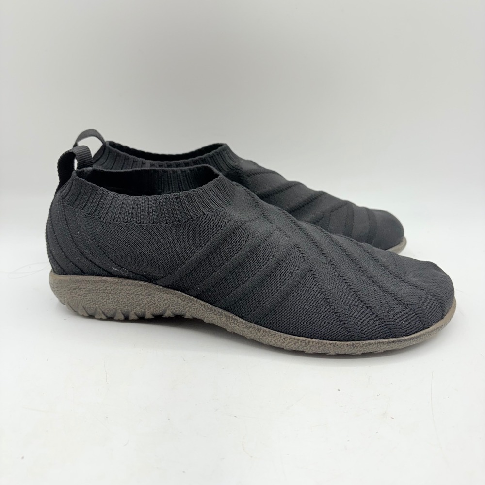 Naot Vegan Black Knit Slip On Sneakers Womens 37 L6 Comfort Walking Shoes